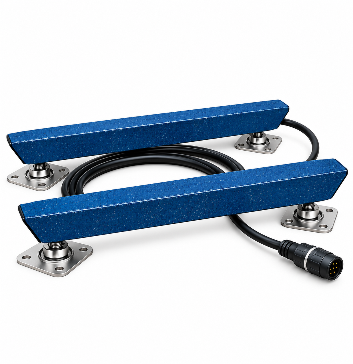 Barras de pesaje azules con cable y conector